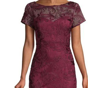 JS Collections evening Embroidered Lace A-Lin